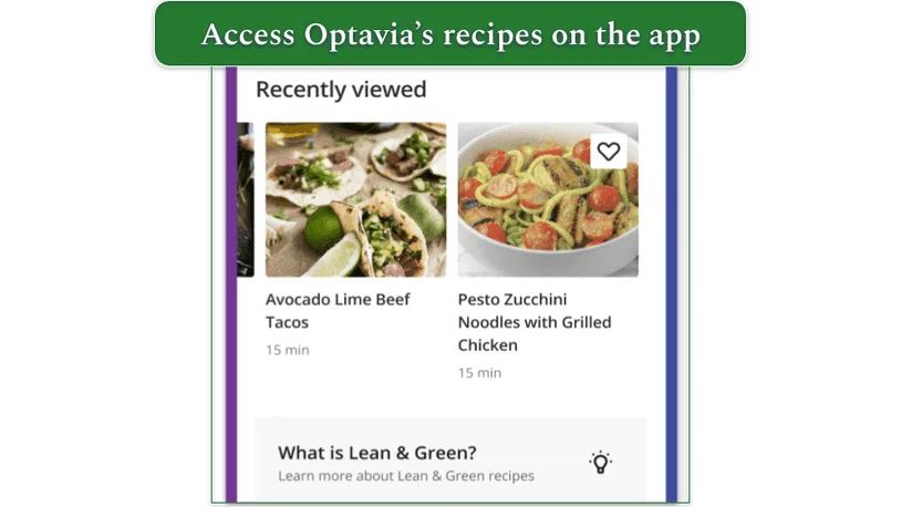Recipes on Optavia's app
