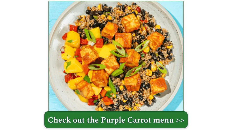 Burrito Power Bowl with Mojo Rojo Tofu and Mango Salsa from the prepared meals menu