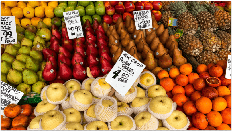 Produce being sold at a market.