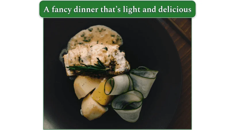 Baked Cod with Vegetables on a plate