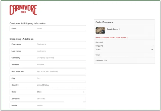 Provide personal details and a shipping address