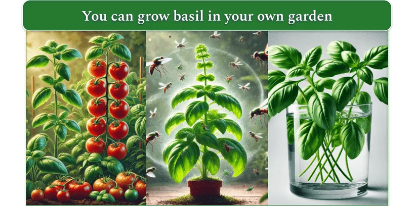 An image showing various useful tips about growing basil