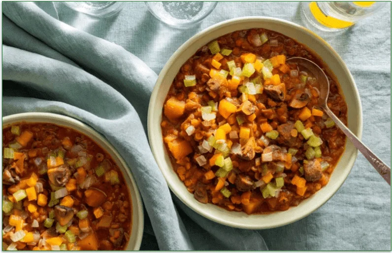 Sunbasket's Plant-based Irish stew with lentils, mushrooms, and root vegetables