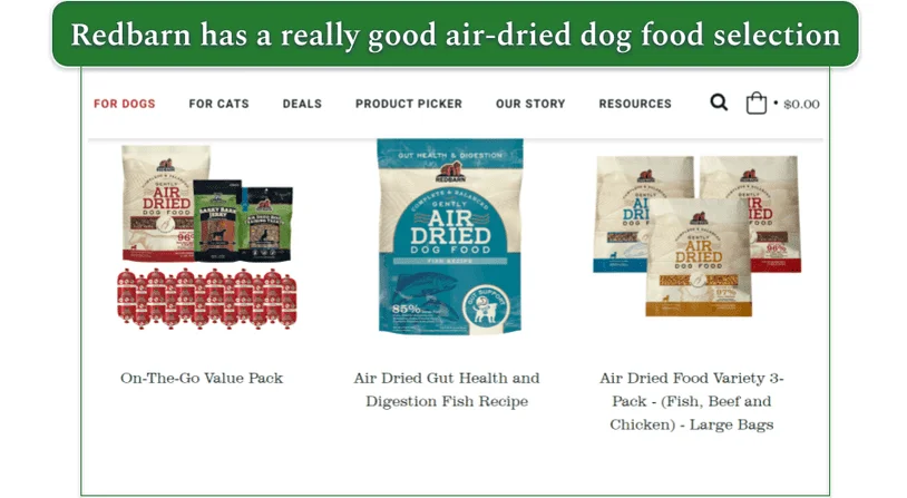 Part of Redbarn's air-dried meal selection
