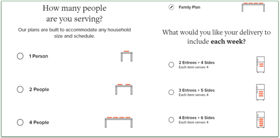 The menu for selecting your plan