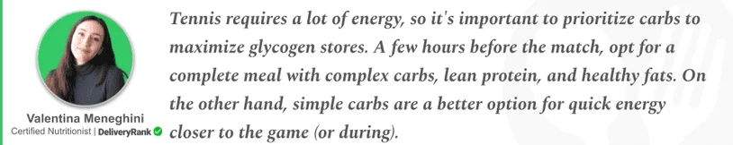 Quote from our certified nutritionist on the right foods to eat before intense exercise