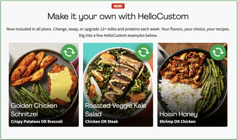 HelloFresh lets you swap out proteins and sides