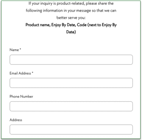 Screenshot of requesting a Refund from Once Upon a Farm.