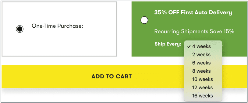 2. Choose one-time orders or sign up for auto deliveries