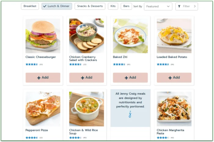 Nutritional information for the Classic Lasagna