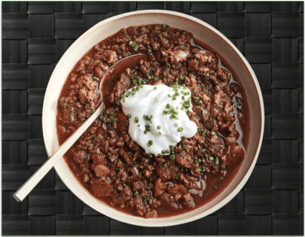 a screenshot of mealpro's chili con carne from the beef menu