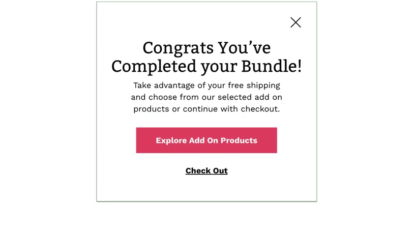 A reminder to pick add-ons during the checkout proccess
