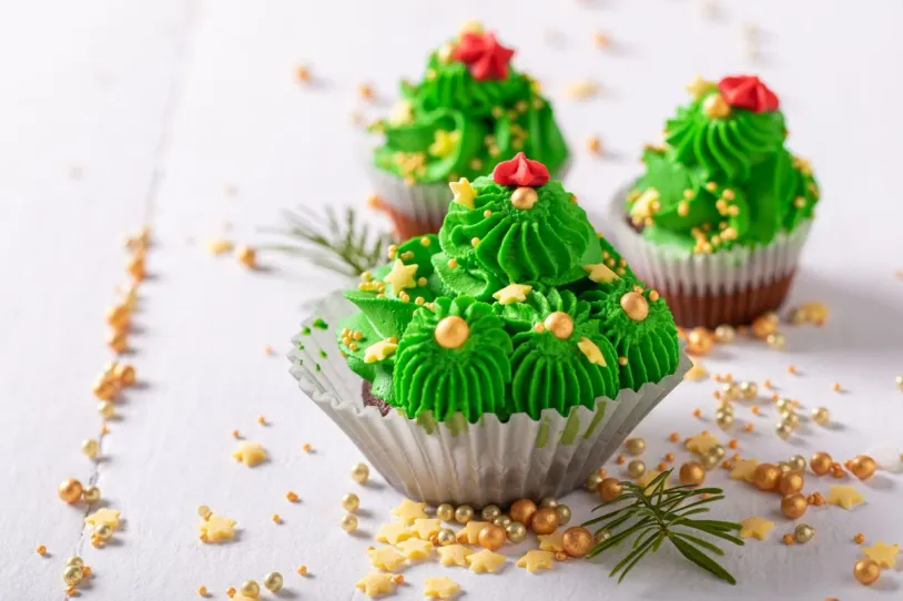 Christmas tree cupcakes