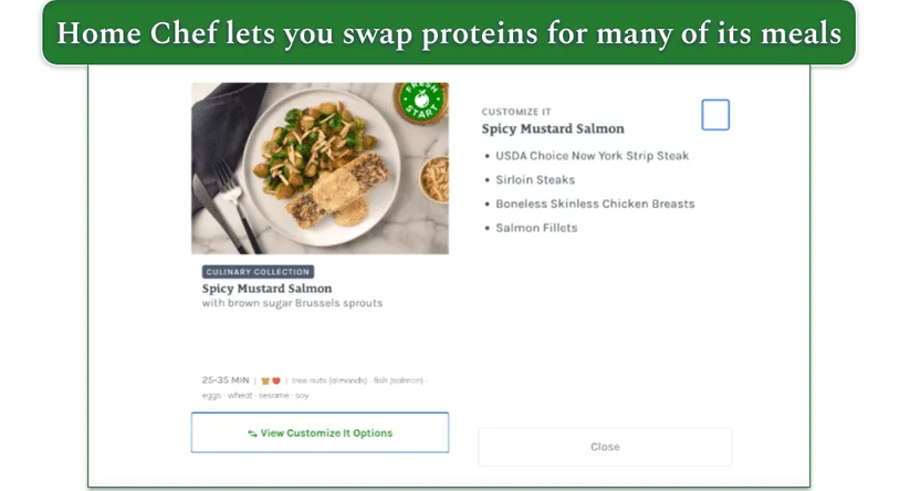 Home Chef's Customize It protein swap options