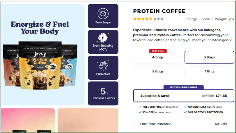 Javvy Coffee's Instant Protein Coffee and prices
