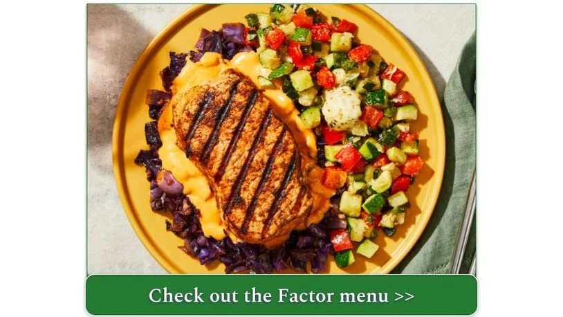 Factor's Chipotle-Rubbed Pork Chop with Roasted Cabbage & Red Bell Pepper Fondue