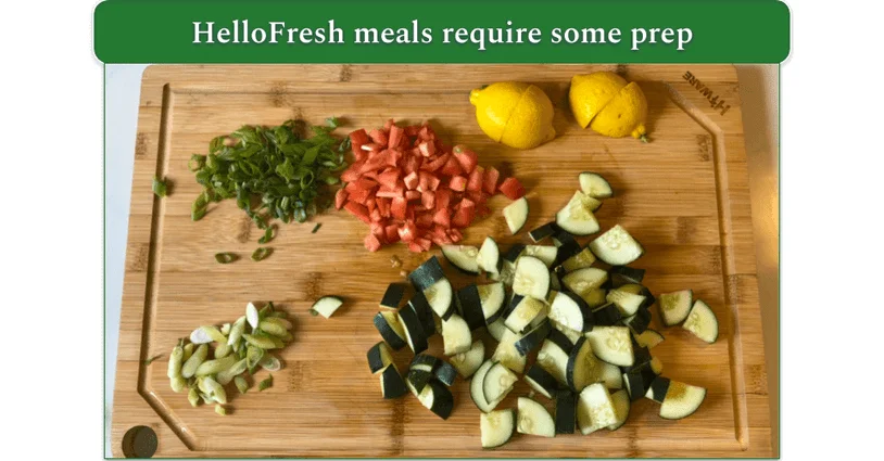 Chopped vegetables on a cutting board