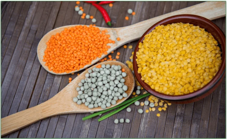 Dried lentils and peas