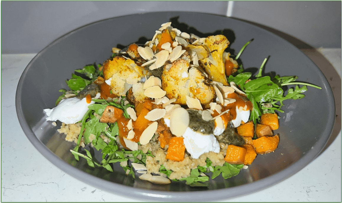 Photo of Green Chef's Harissa and Zhoug Cauliflower dish served in a bowl