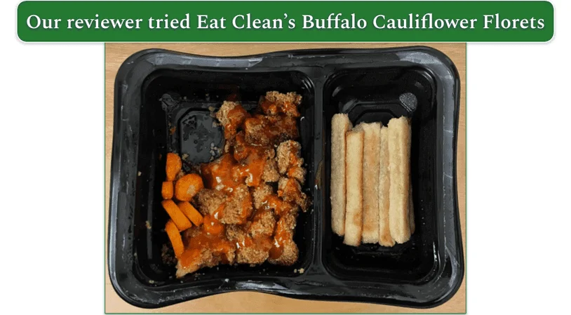 Eat Clean’s Buffalo Cauliflower Florets with Yucca Fries and Carrot Coins