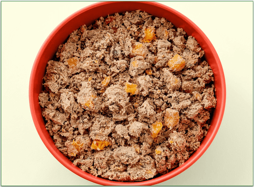 Ollie fresh lamb meal in red bowl