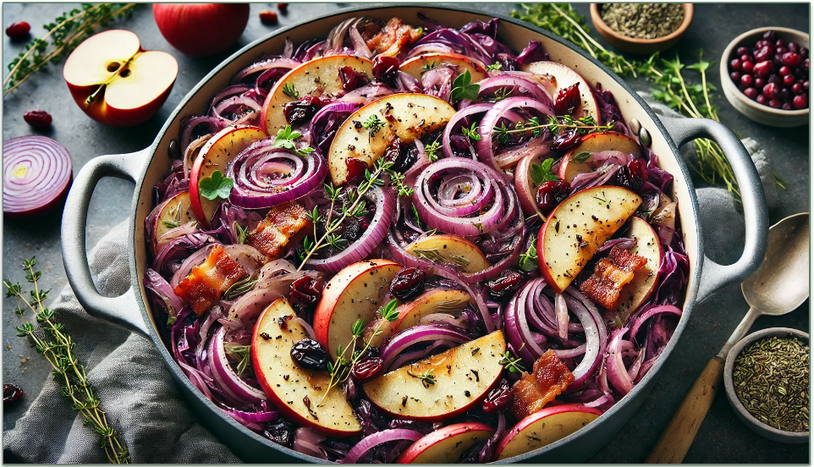 Braised red cabbage in a large pot