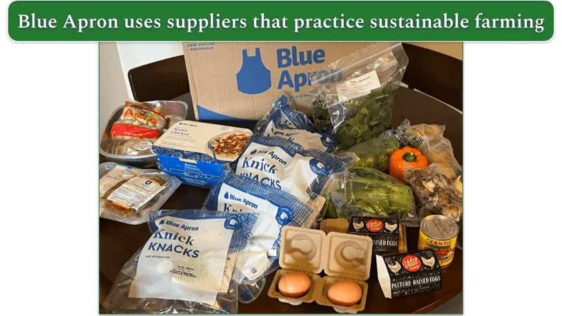 ingredients from Blue Apron as received from our reviewer