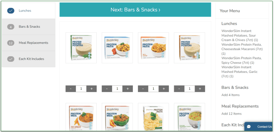 Plans include pre-determined quantities of different products