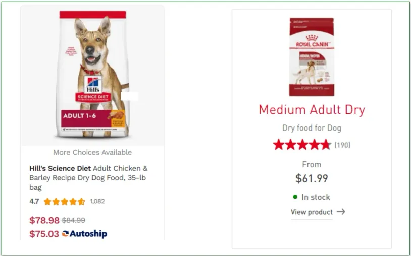  Screenshot of Royal Canin's account homepage