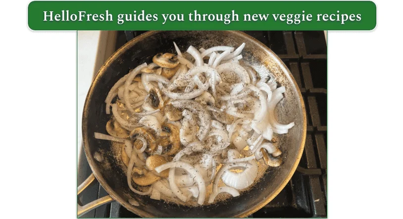 screenshot of HelloFresh's Zucchini and Snap Pea Bibimbap Bowl with Sweet Sesame Sauce