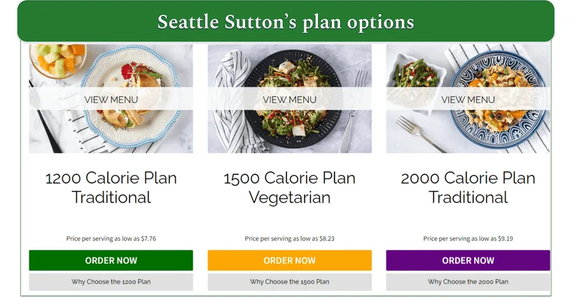 Screenshot of the 3 plans from Seattle Sutton