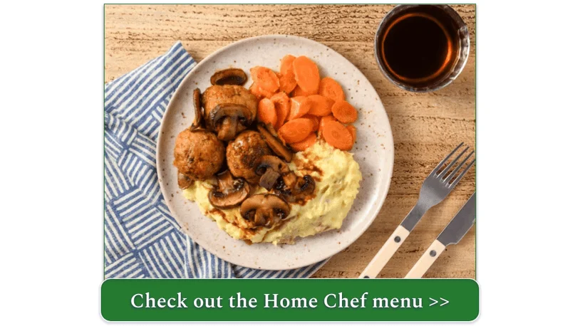 Home Chef's Turkey Meatballs and Mushroom Sauce with Mashed Potatoes and Roasted Carrots