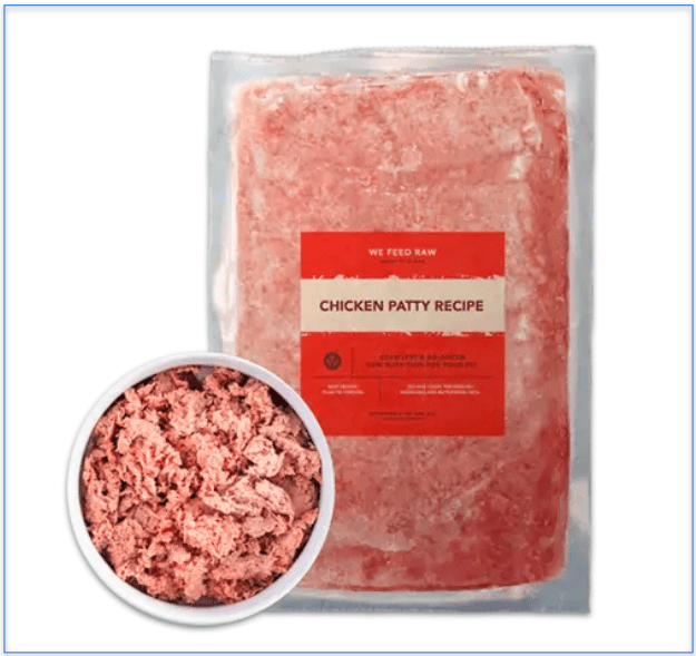 a screenshot of we feed raw's chicken patty recipe