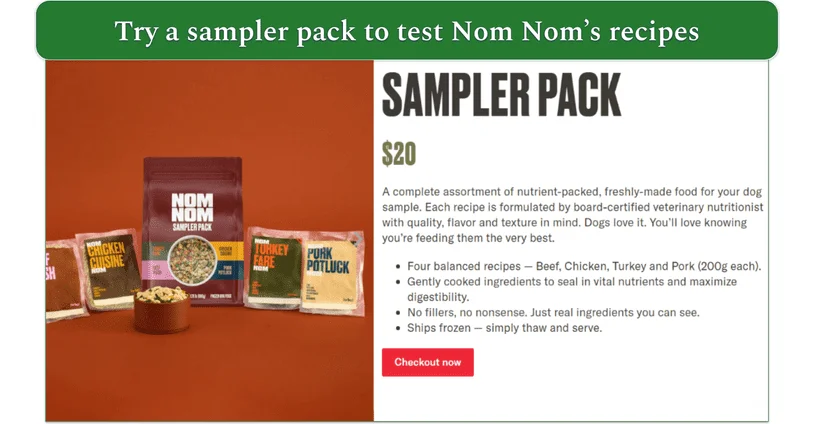 Nom Nom's sample pack and description