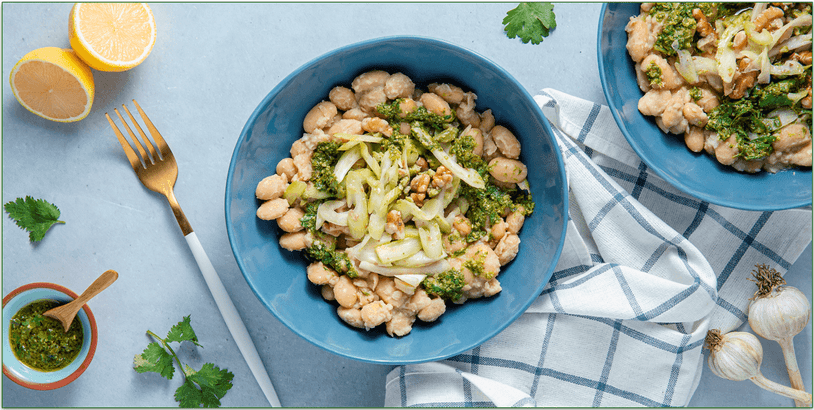 Purple Carrot's Creamy Butter Beans with Herb Pistou & Celery Walnut Salad