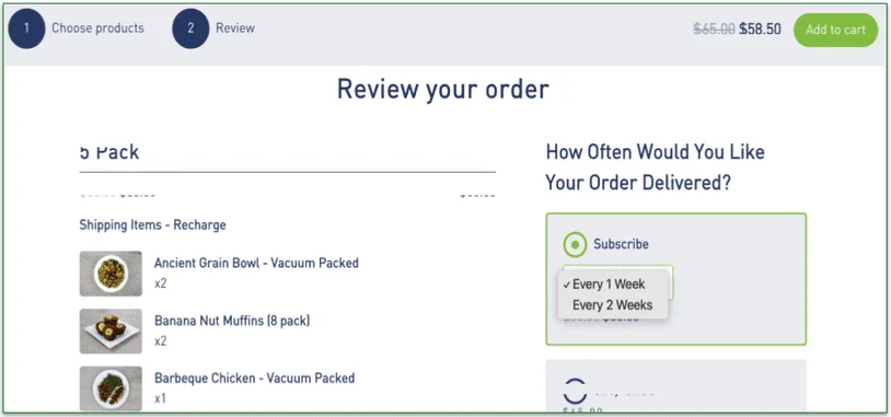 Eat Fit Go order options