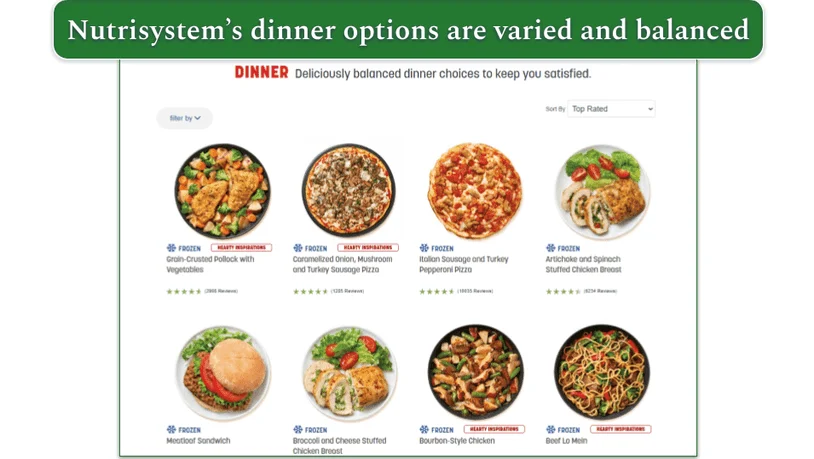 Nutrisystem's dinner menu