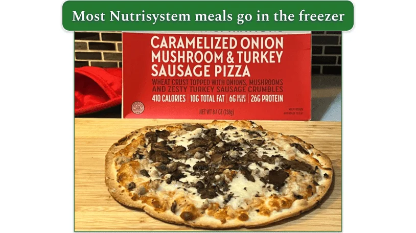 Nutrisystem’s Caramelized Onion Mushroom & Turkey Sausage Pizza
