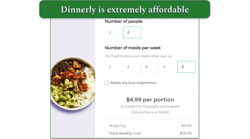 Dinnerly's pricing