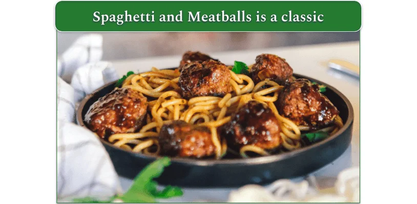 Image of a plate with Spaghetti and Meatballs