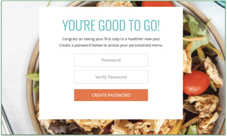 Password creation screen
