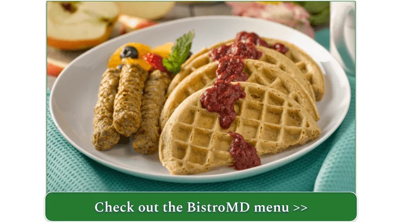 BistroMD's 7 Grain Waffles with Strawberry Compote