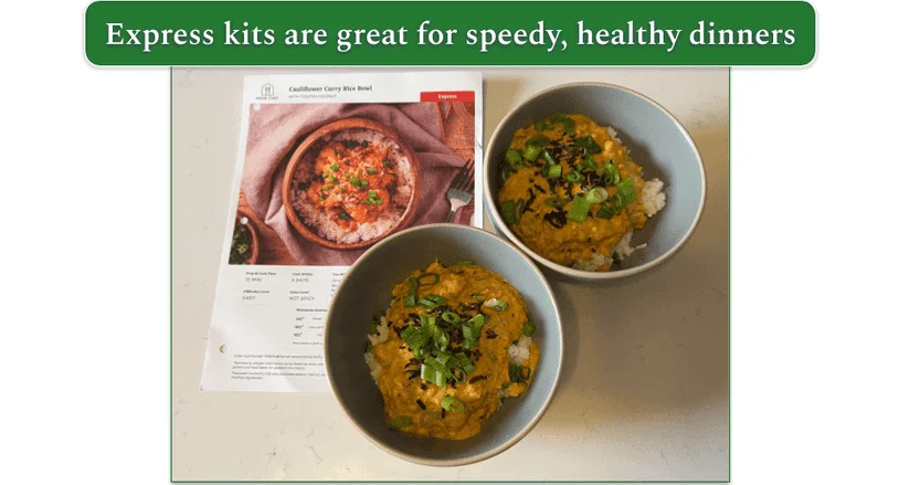 2 bowls of Home Chef’s Cauliflower Curry Rice Bowl