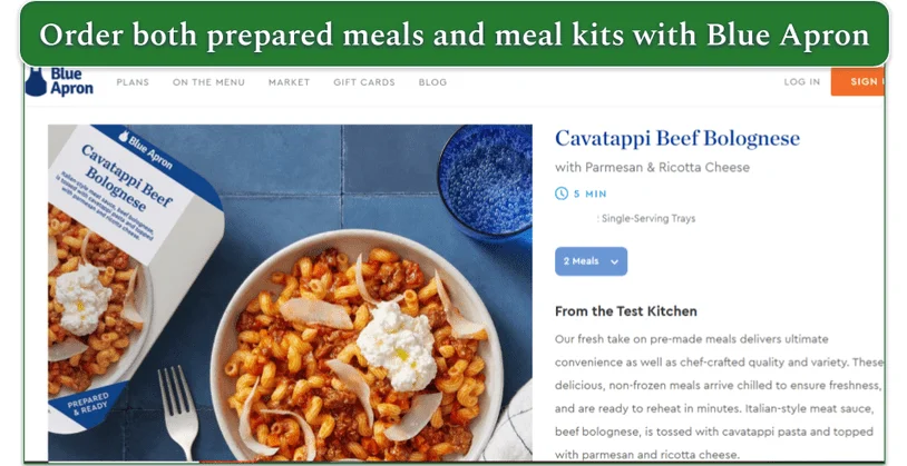 Blue Apron's Cavatappi Beef Bolognese