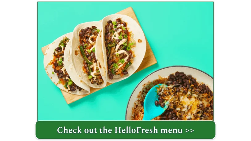 HelloFresh's One-Pan Cheesy Black Bean Tacos with Poblano & Smoky Red Pepper Crema
