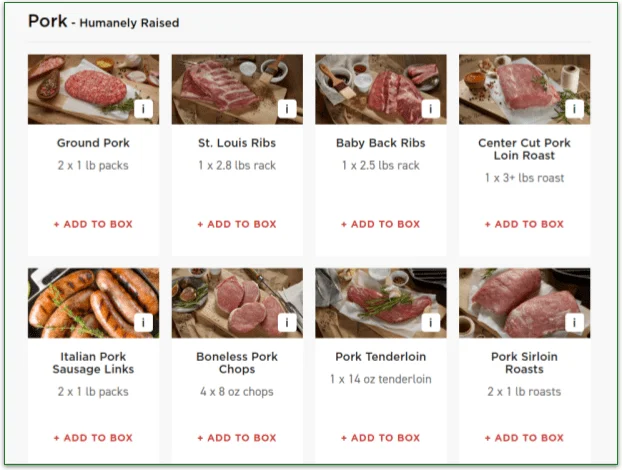 ButcherBox's Pork menu