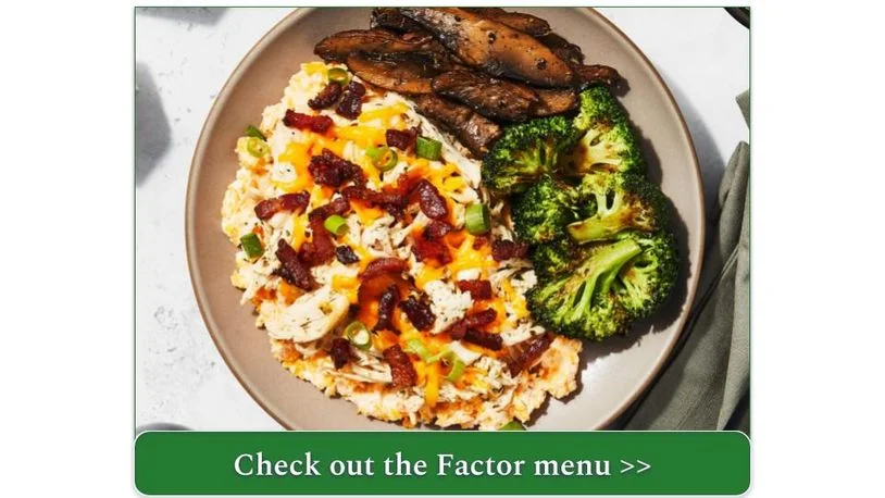 Factor's Cheesy Bacon Ranch Shredded Chicken with Portobellos & Garlic Broccoli