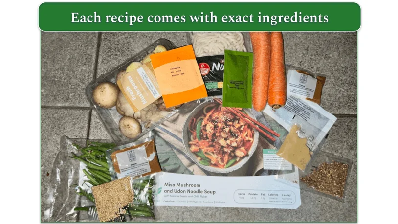  Image of Green Chef's Miso Mushroom and Udon Noodle Soup with all the necessary ingredients