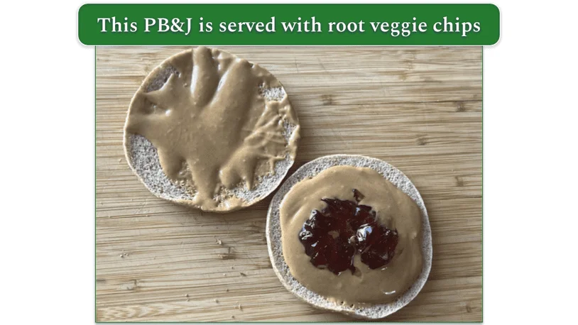 Diet-to-Go's Peanut Butter & Jelly open to reveal the filling