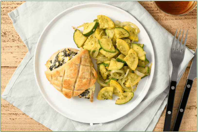 Greek-Style Spinach and Feta Chicken by Home Chef, 540 calories per serving